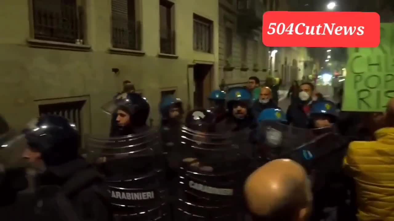 MILAN ITALY PROTESTERS FACE OFF WITH POLICE