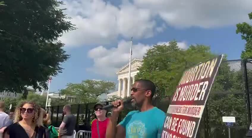Pro-life man lectures anti-life movement: “Satan is not in charge. Satan already lost.”