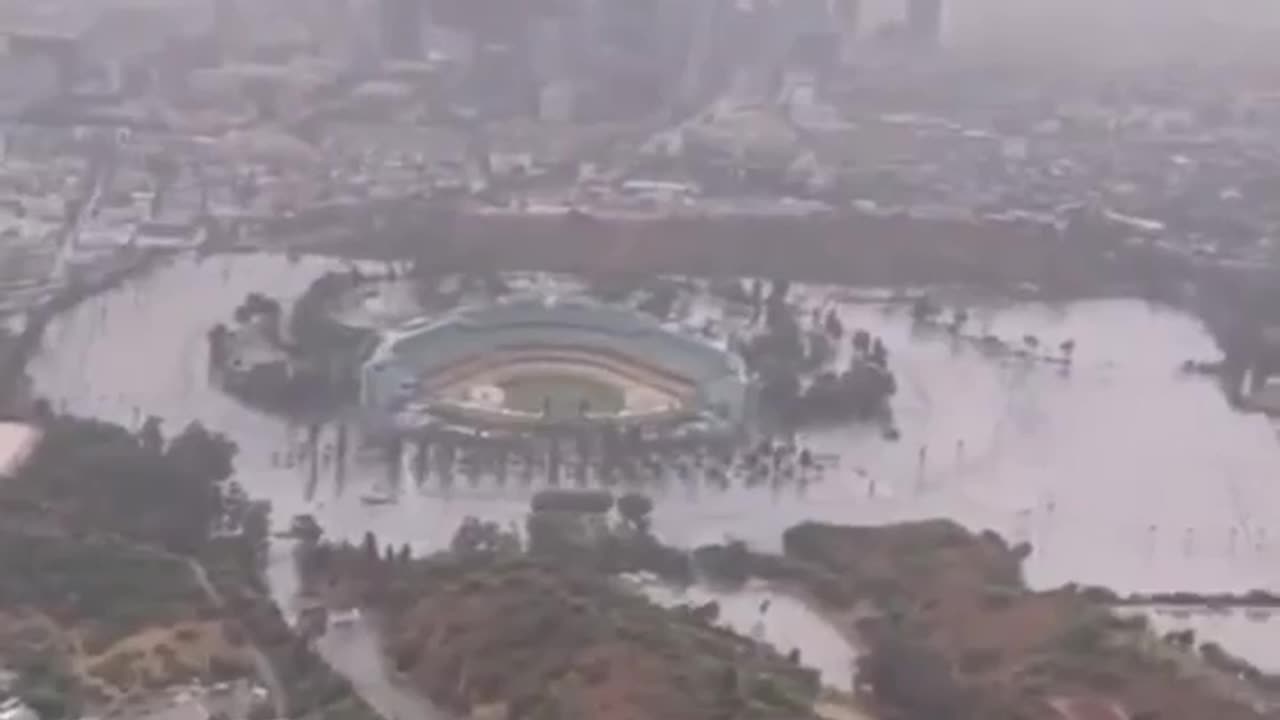 Dodger stadium flooded in Los Angeles, Hillary did it again