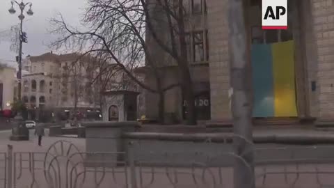 Driving shots through empty streets in Kyiv