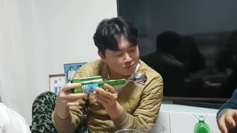 soju with spoon