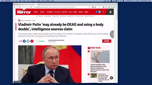 Intelligence Agency or Conspiracy Theory Specialists - Putin Dead? Body Double
