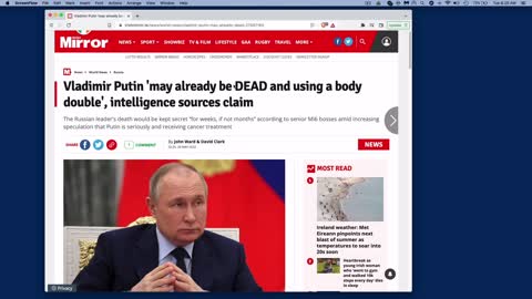 Intelligence Agency or Conspiracy Theory Specialists - Putin Dead? Body Double