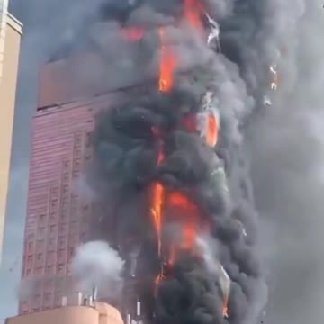 Massive fire engulfs skyscraper in China's Changsha