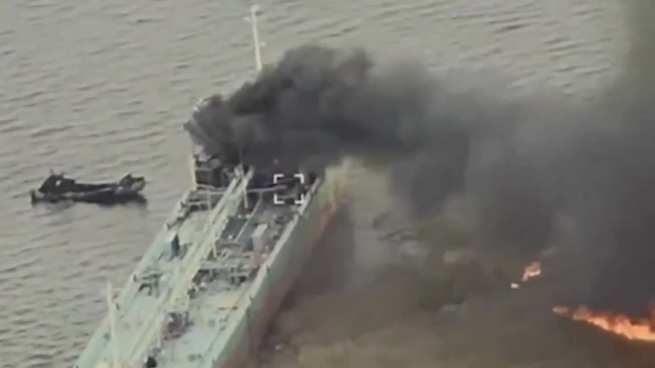 Ukrainian airstrike on grounded cargo ship