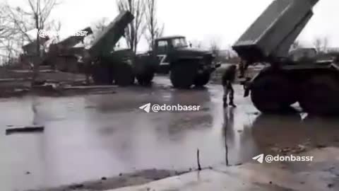 Ukraine War - Yesterday's footage of the work of the MLRS "Grad"