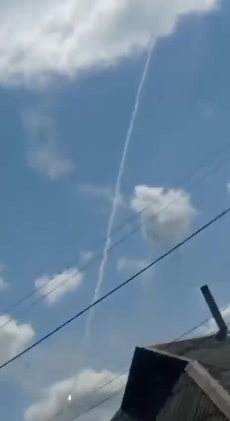 Ukraine war - Air defense work in the sky over Khartsyzsk, east of Donetsk