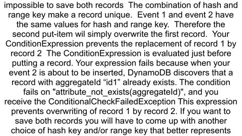 DynamoDB putitem ConditionalCheckFailedException