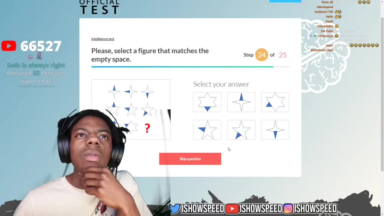 Ishowspeed takes an IQ test
