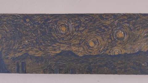 Starry Night - In Van Gogh's memoir. 12"X48" 2024 mixed media.