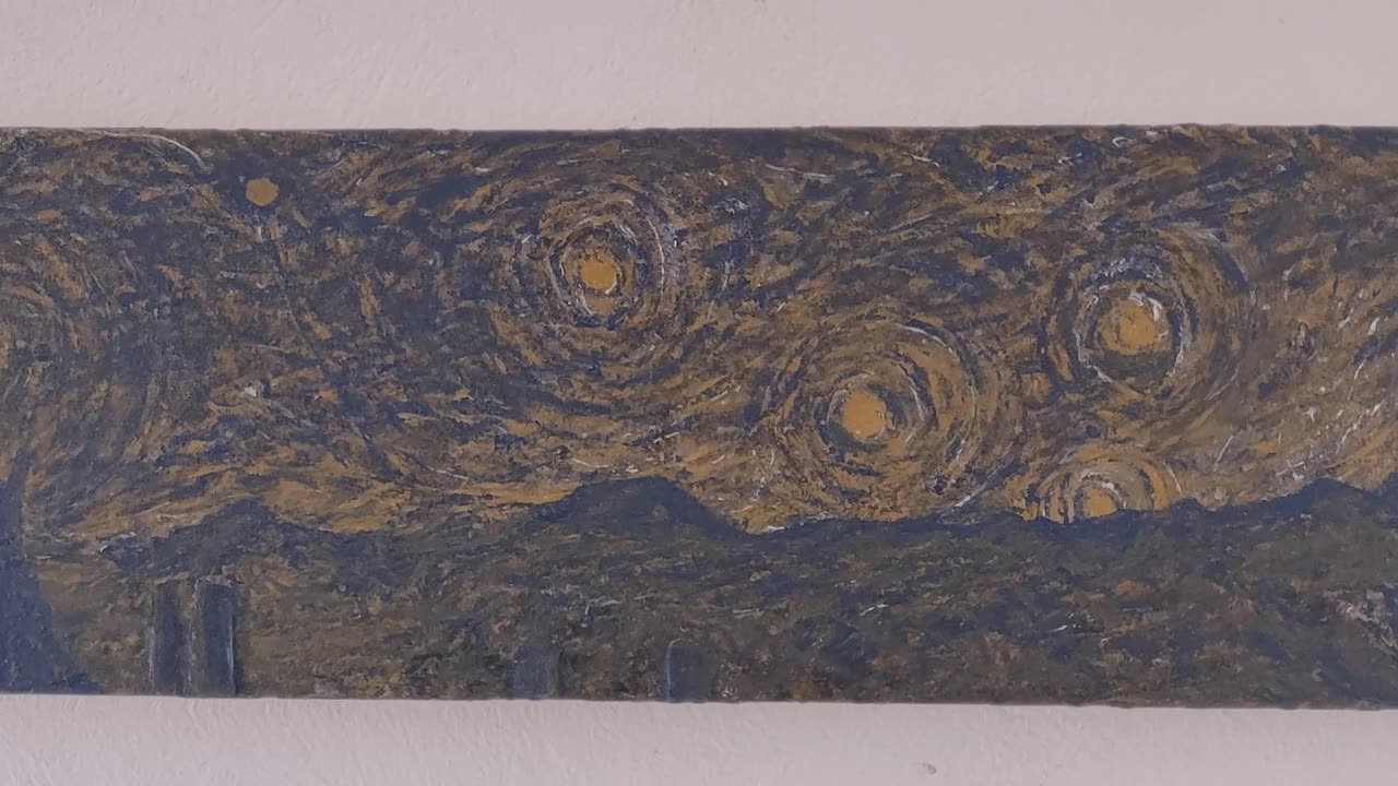 Starry Night - In Van Gogh's memoir. 12"X48" 2024 mixed media.