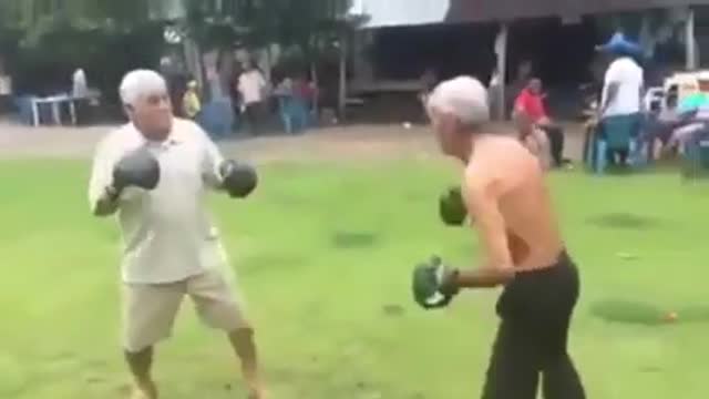 funny video of old man boxing