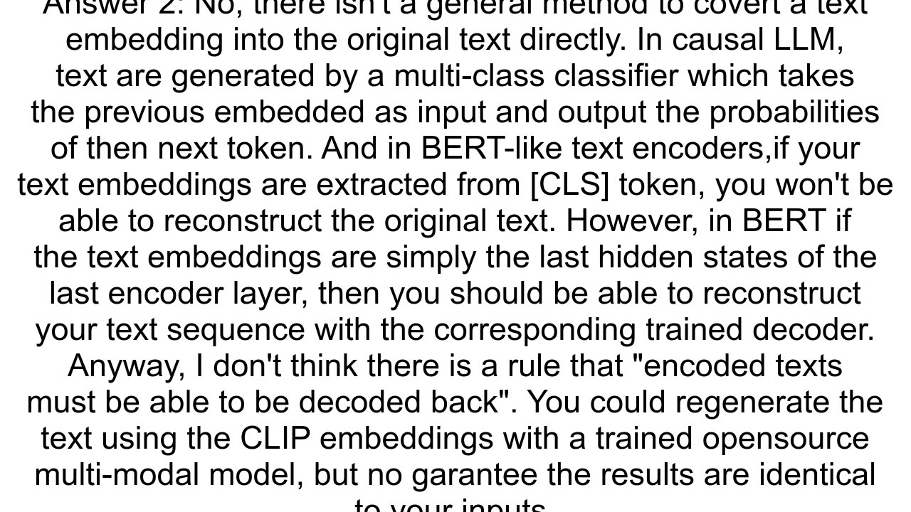 Converting Hugging Face Transformer Text Embeddings Back to Text