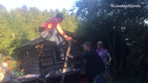 Orange shirt ladder friend support