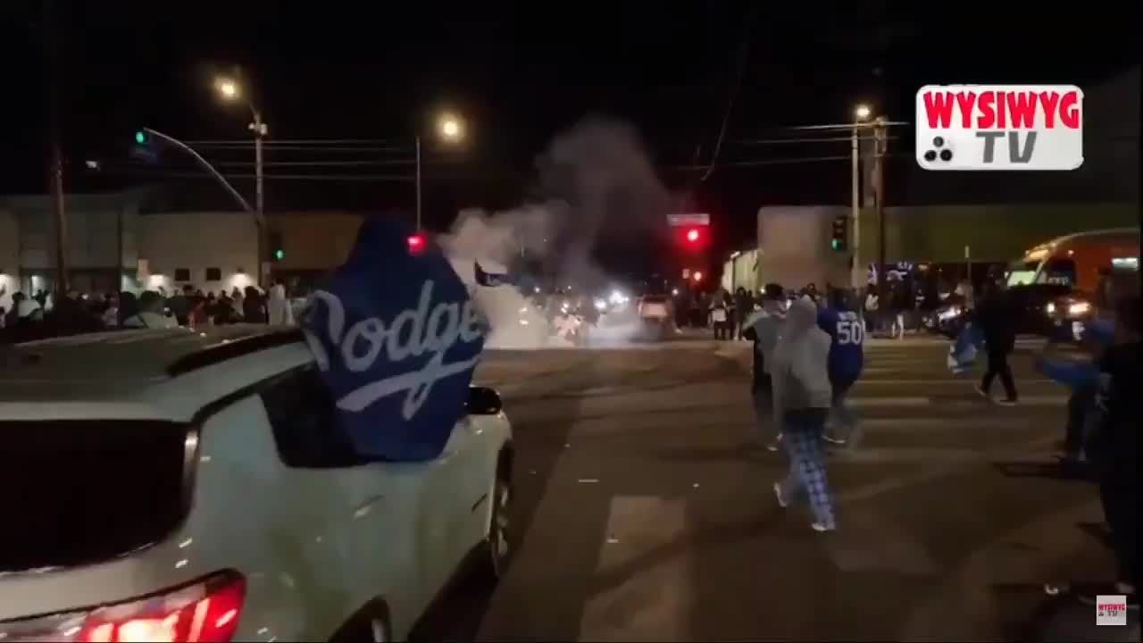 Dodgers fans rip it up in California.