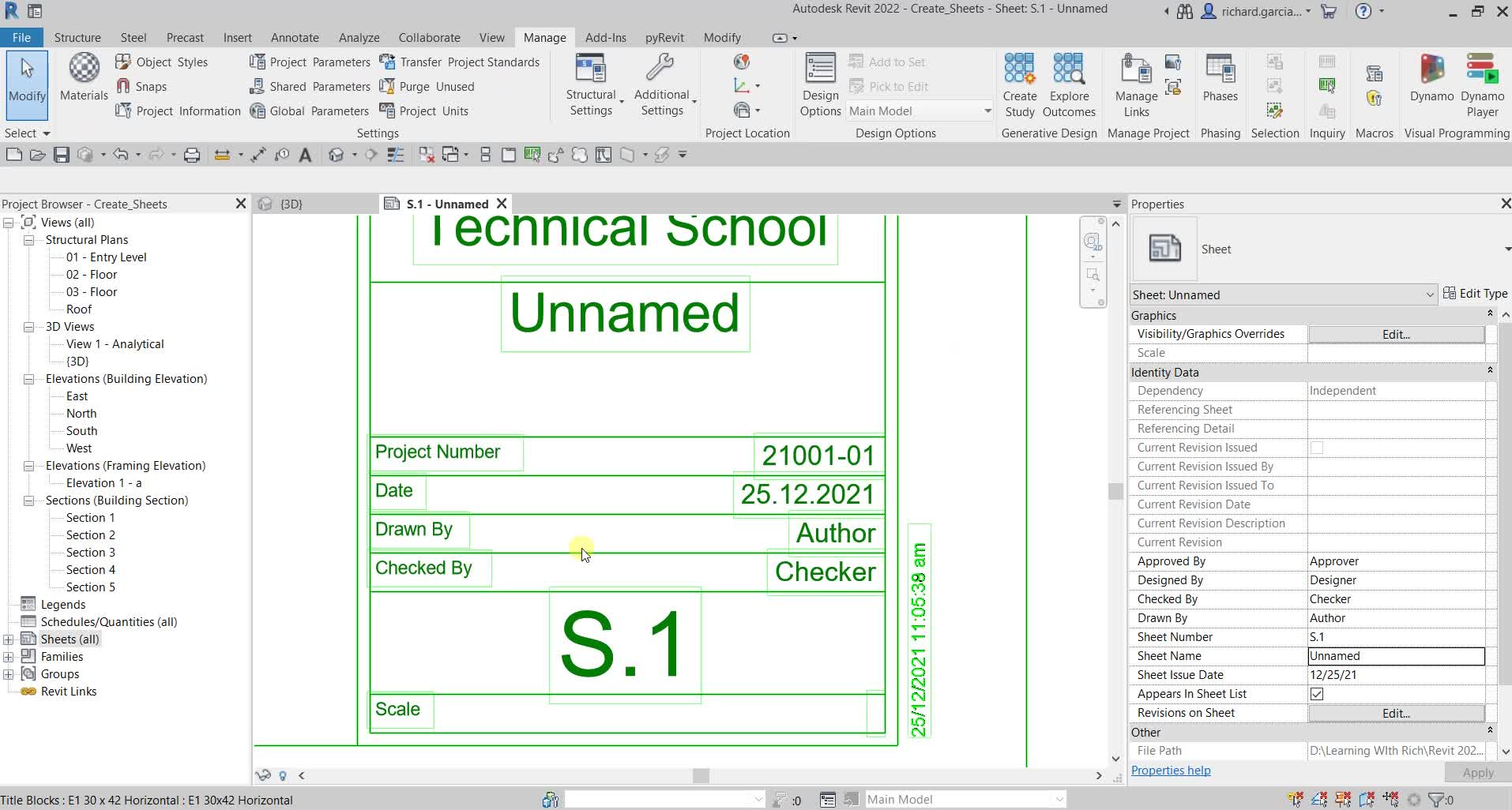 REVIT STRUCTURE 2022 LESSON 30 HOW TO CREATE SHEETS Revit structure 2022 lesson 30 how to create sheets