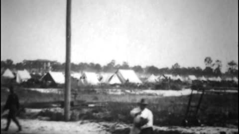 Military Camp At Tampa, Taken From Train (1898 Original Black & White Film)