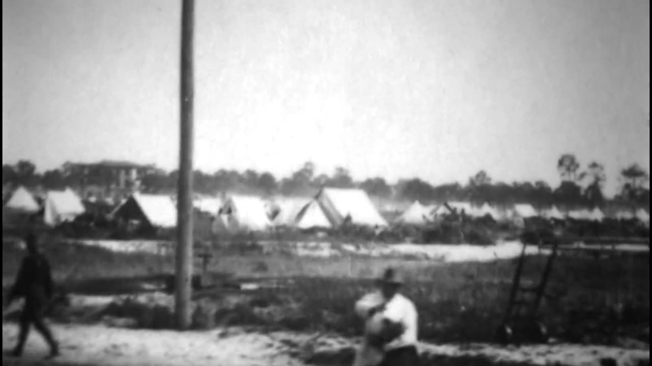 Military Camp At Tampa, Taken From Train (1898 Original Black & White Film)