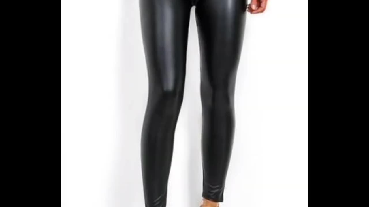 Elegant collections of latex & faux leather leggings pants outfits for women's