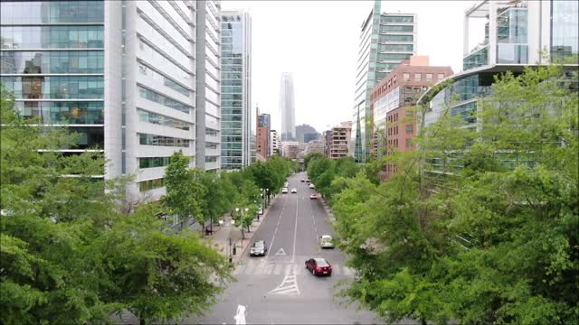 Aerial drone view Las Condes in Santiago, Chile