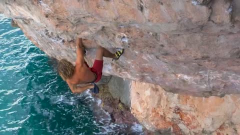 Chris Sharma's Most Spectacular Climb! First Ascent of Es Pontás, Mallorca-17