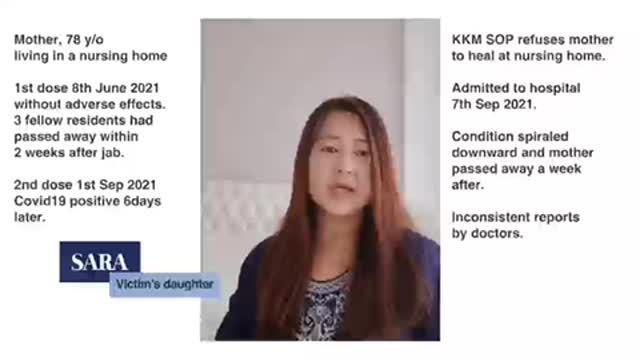 Malaysian lady whose Mum died after Covid vaccine injection