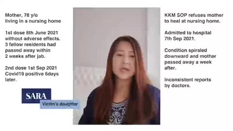 Malaysian lady whose Mum died after Covid vaccine injection