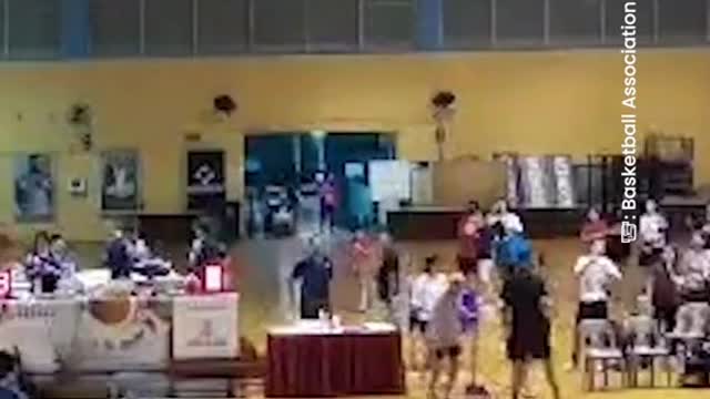 Ceiling light falls during match at S'pore Basketball Centre