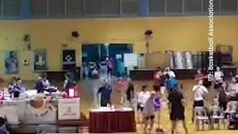 Ceiling light falls during match at S'pore Basketball Centre