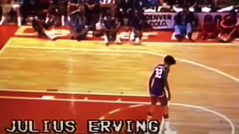 First ever free throw line dunk by Dr. J in 1976