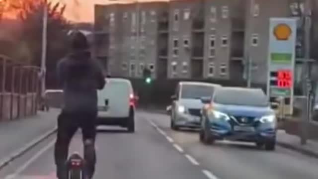 Lad moves fast on electric unjcyle vehicle