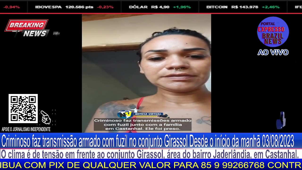 Criminoso faz transmissão armado com fuzil em frente ao conjunto Girassol 03/08/2023