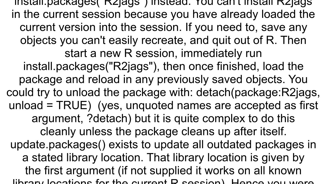 How to update a package in R