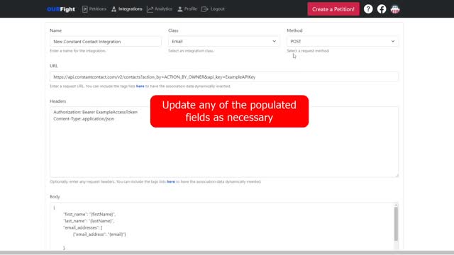 Create integration using a guide