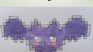 how to Draw Kawaii Bat - Hello Pixel Art by Garbi KW #shorts