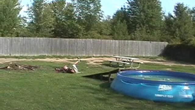 Kid Fails To Jump BMX Bike Over Kiddie Pool