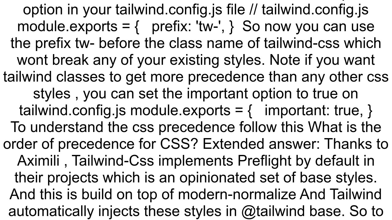 Tailwind CSS breaking existing styles