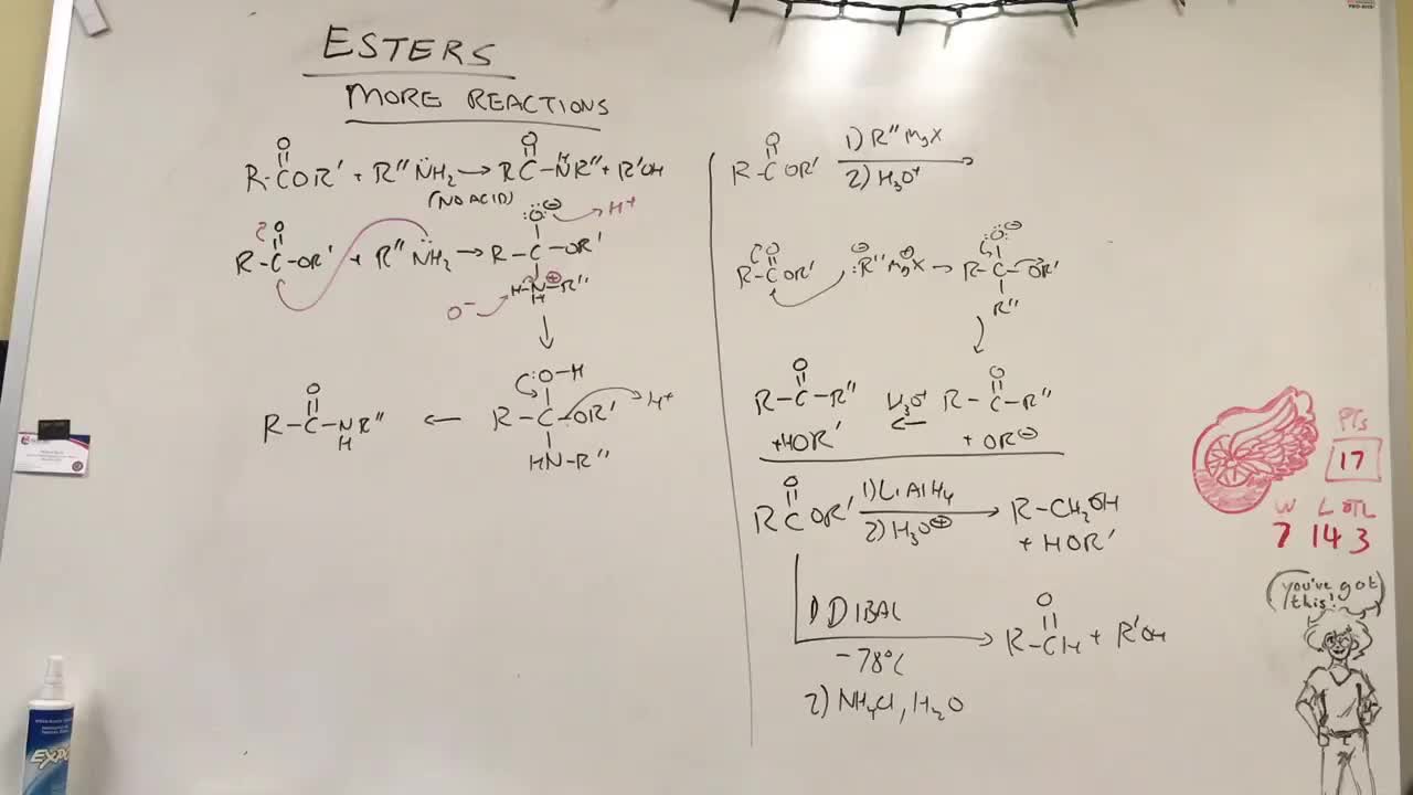 Esters, amines and organometallics