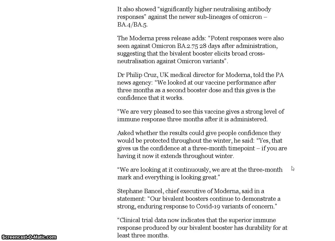 Liz Truss and a vaccination that offers good protection for 3 months