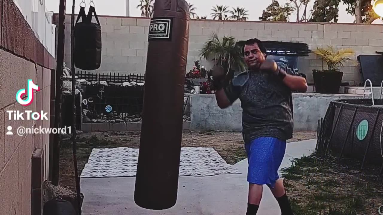 Light Muay Thai Work On New Punching Bag.