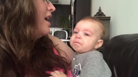 Baby Emotional when mom sings Opera!