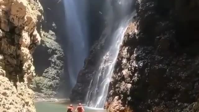 Do they dare to go below such a high waterfall?