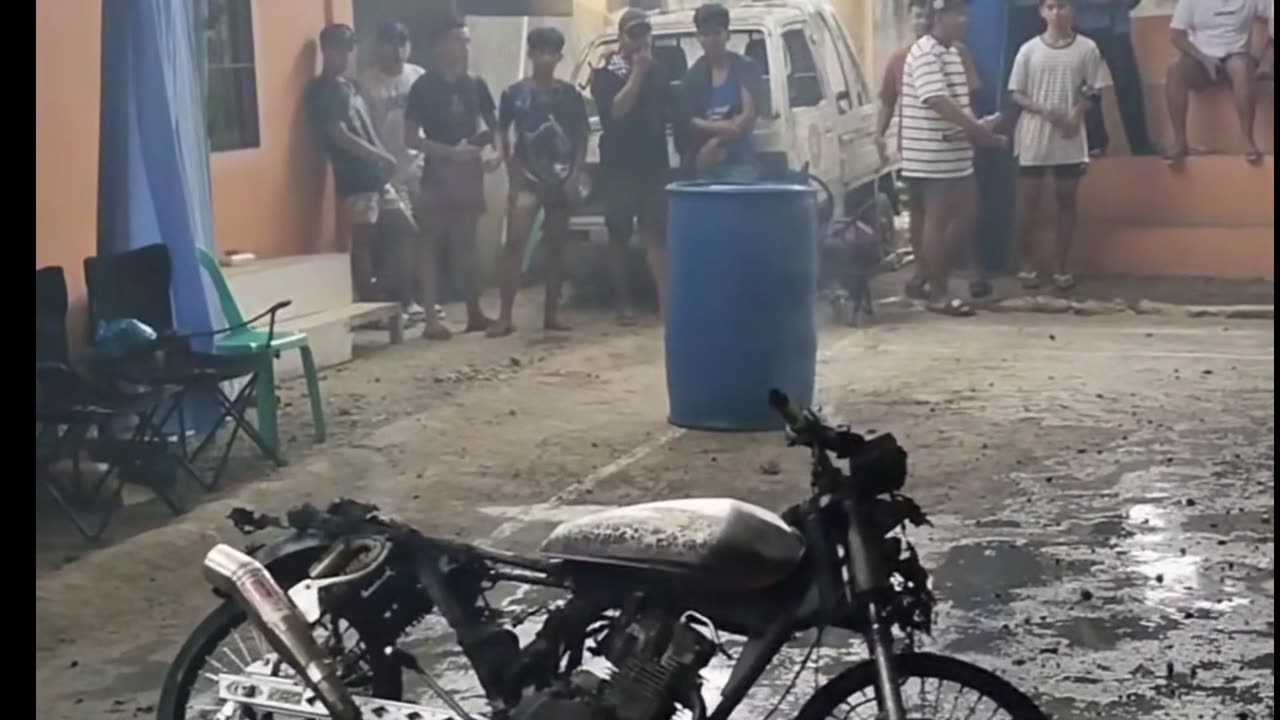 Motorcycle Burned in Motorshow