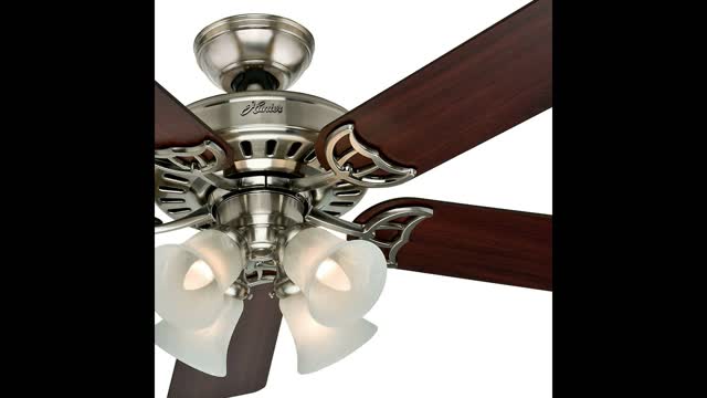 Hunter Fan 52 in Traditional Brushed Nickel Ceiling Fan with Light and Pull Chai