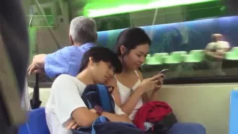 Sleeping in train prank