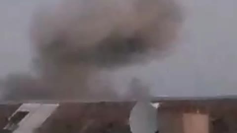 A huge column of smoke over the site of impact on the target in Kramatorsk