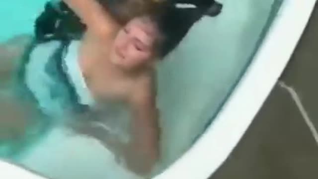 Dog saves girl in pool!