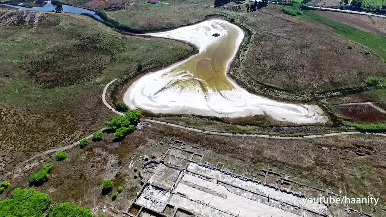 Ancient port of Corinth, Greece captured by drone