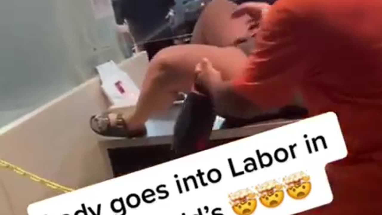 Lady goes into labor in McDonalds