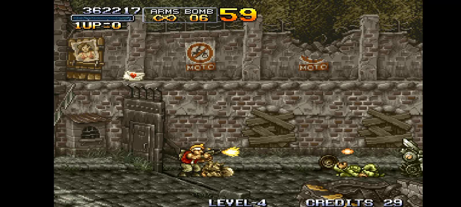 Zeroing Metal Slug 1 arcade version with the character (MARCO).